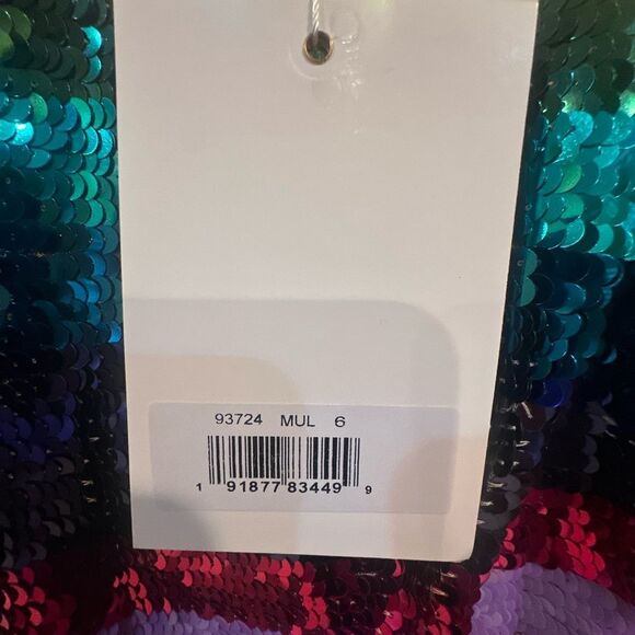 NWTs Mac Duggal 93724 Evening Dress Rainbow Sequin Mini Size 6 - Picture 7 of 10